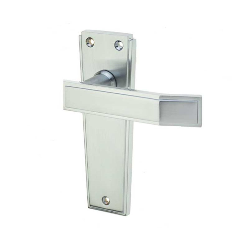 Deco Passage Door Handle, Satin Chrome