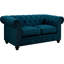 Bleu sarcelle transitionnel foncé avec garniture cloutée et boutonnée, accoudoirs roulés, - d'inspiration, pour le salon, bois d'ingénierie, style contemporain, cadre