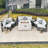 Apphi 6 - Person Outdoor Steel Wicker Fire Pit Conversation Set - Gray