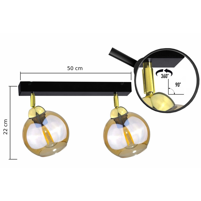 Glass Ceiling Spotlight, Black/Gold
