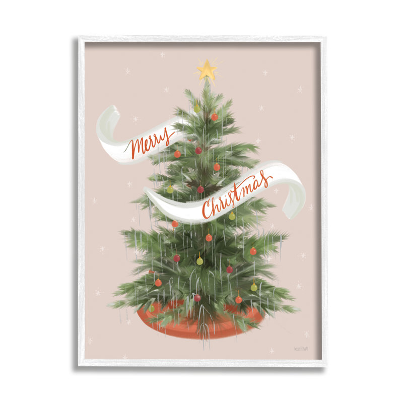 Merry Christmas Banner, H 20 po x l 16 po x P 1,5 po, Giclée encadrée blanc bord de mer