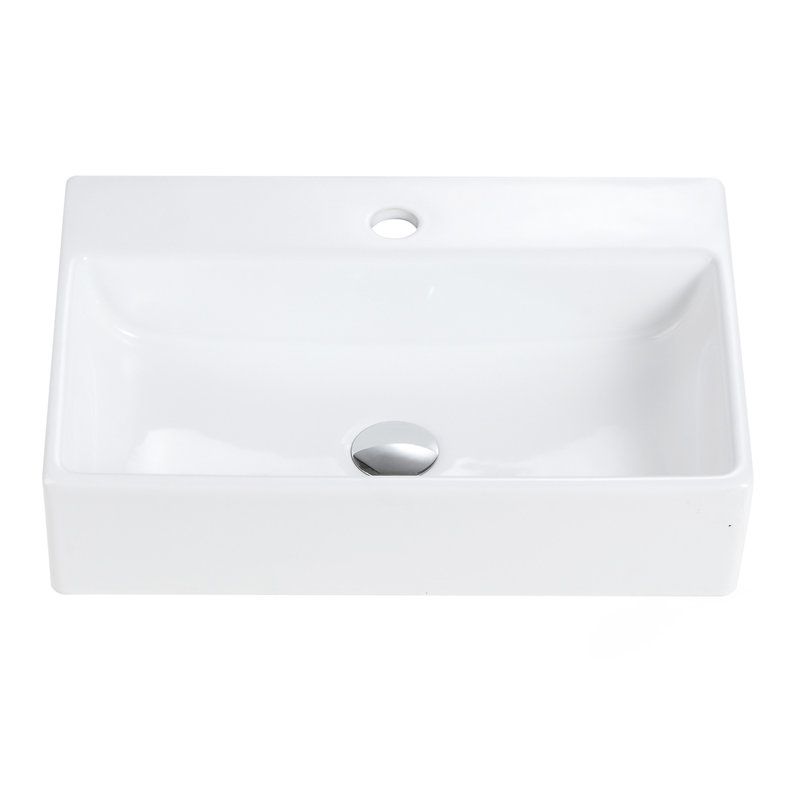 Lavabo de salle de bain intégré en céramique blanche 20 "x 14" avec 1 trou de robinet et trop-plein BB15-20Y-301