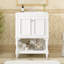 Meuble-lavabo de luxe moderne de 24 pouces avec lavabo en céramique, sculptures ornées sur les pieds, rangement double pour une utilisation polyvalente