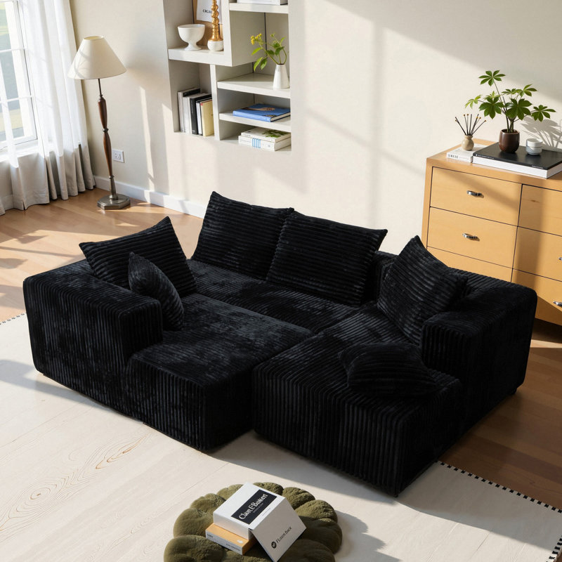 U-Shaped Modular Compression Sofa, Black