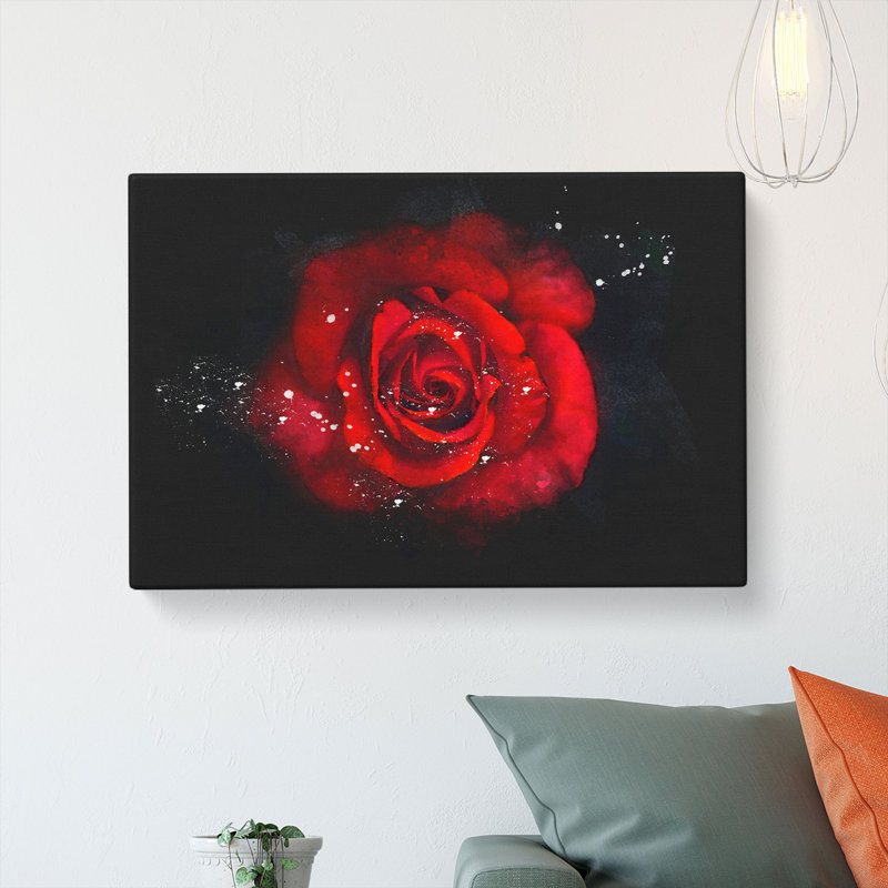Red Rose In The Shadows - Wrapped Canvas Print, 40cm H x 60cm W x 3cm D