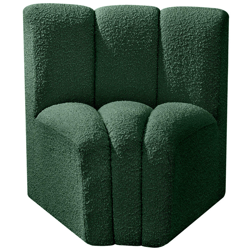 Iyahna Upholstered Side Chair, Green Boucle Fabric