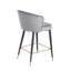 Tabouret contemporain à hauteur de comptoir rembourré en velours avec capitonnage à canaux profonds et pieds en métal doré