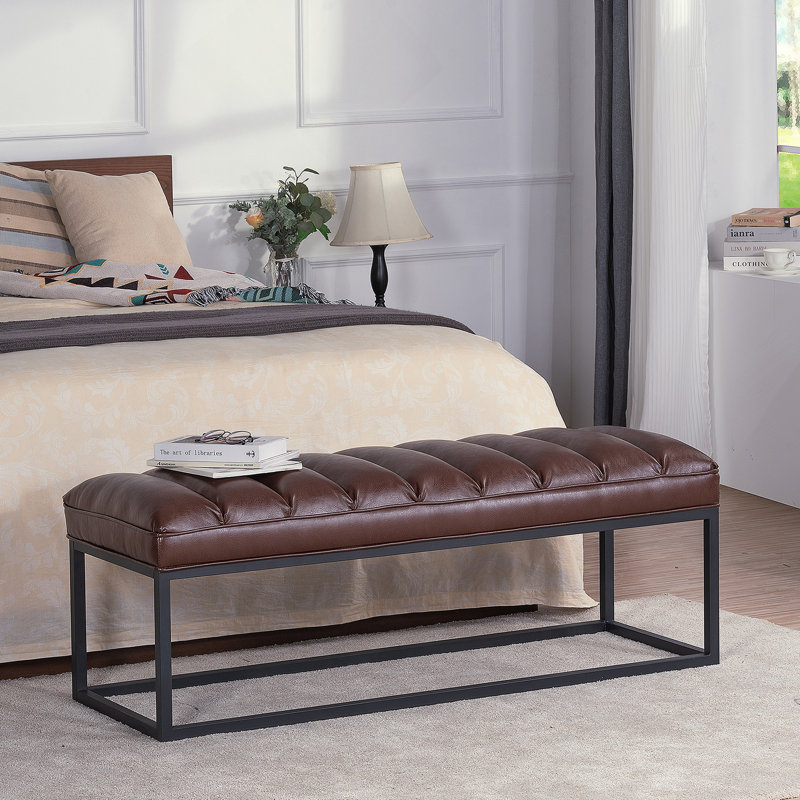 Banc rembourré à base en métal approprié pour la chambre à coucher et le vestibule