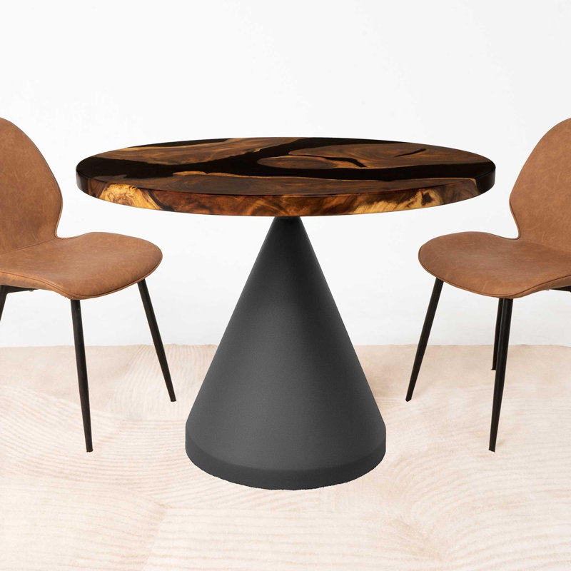 Round Wood Epoxy Dining Table 41" Diameter, 28" H x 41" L x 41" W