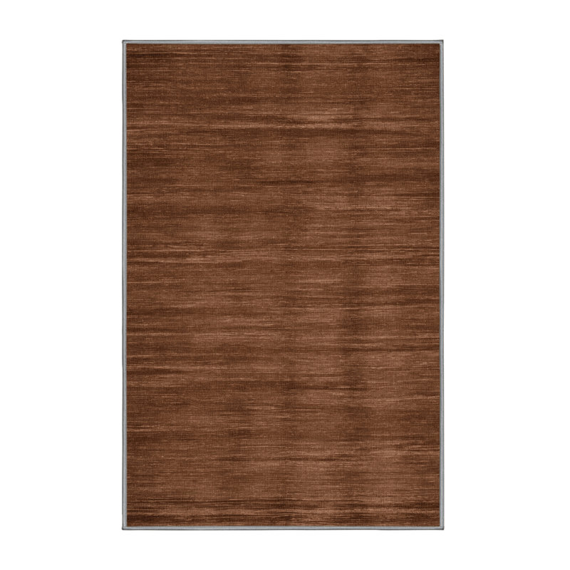 Machine Washable Solid Brown Area Rug, Rectangle 2' x 3'