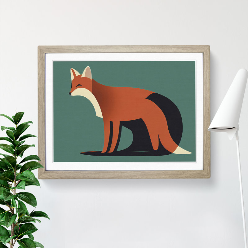 A First Rate Abstract Fox - Single Picture Frame Print, Oak Framed, 25cm H x 34cm W x 2cm D