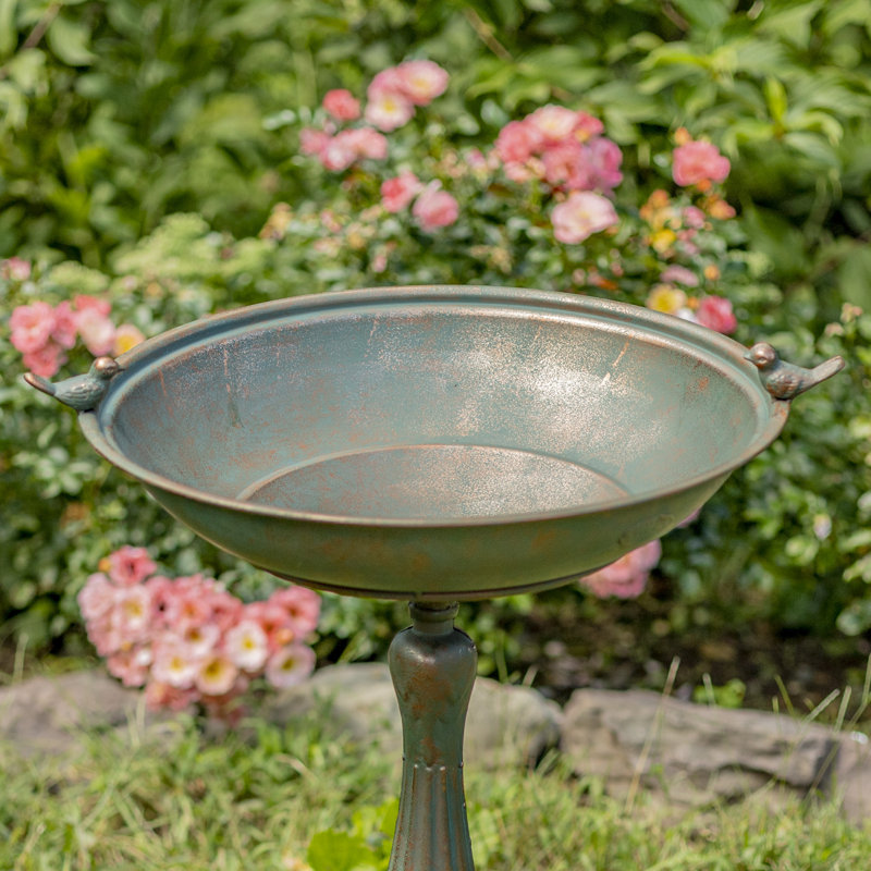Bain d'oiseaux sur piédestal en métal Mattison, Bronze