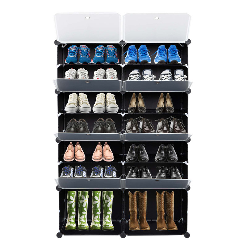 28 Pair Stackable Shoe Storage, Black
