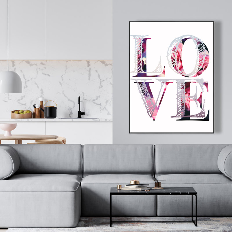 Love Bloom - Toile encadrée mauve pour le décor de la chambre à coucher