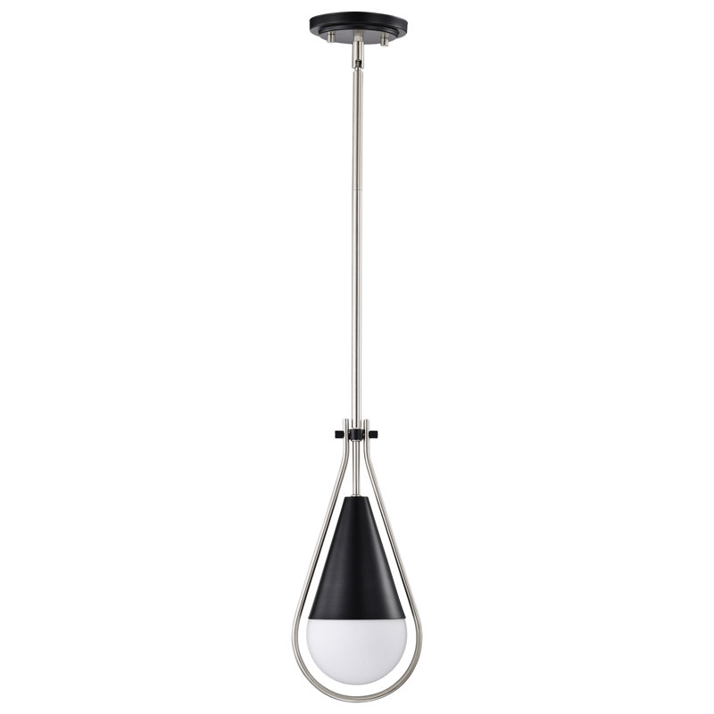 Marnix 1 - Light Teardrop Pendant, 53" H x 6.5" W x 6.5" D, Matte Black/Brushed Nickel
