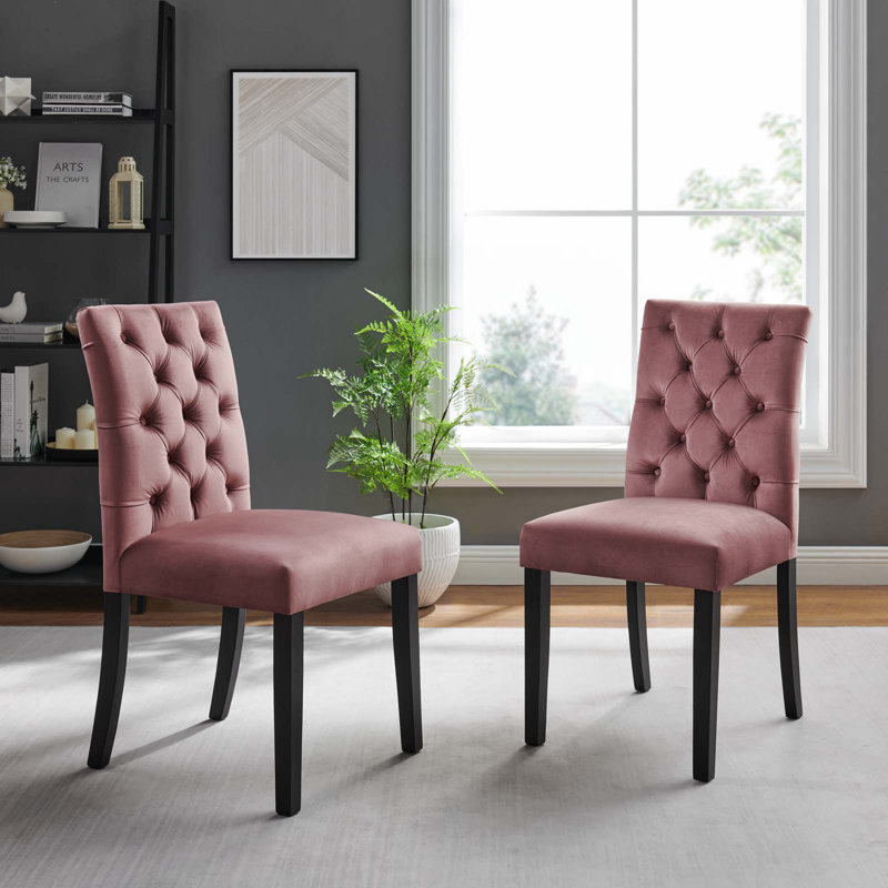 Modway Duchess Performance Velvet Dining Chairs - Set of 2, Dusty Rose