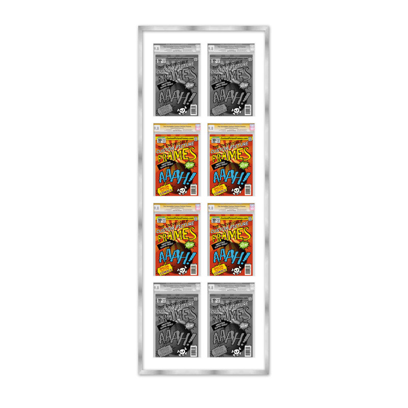 Wood Picture Frame with Mat, White/Silver, 8.125" x 13", 30" x 58.5"
