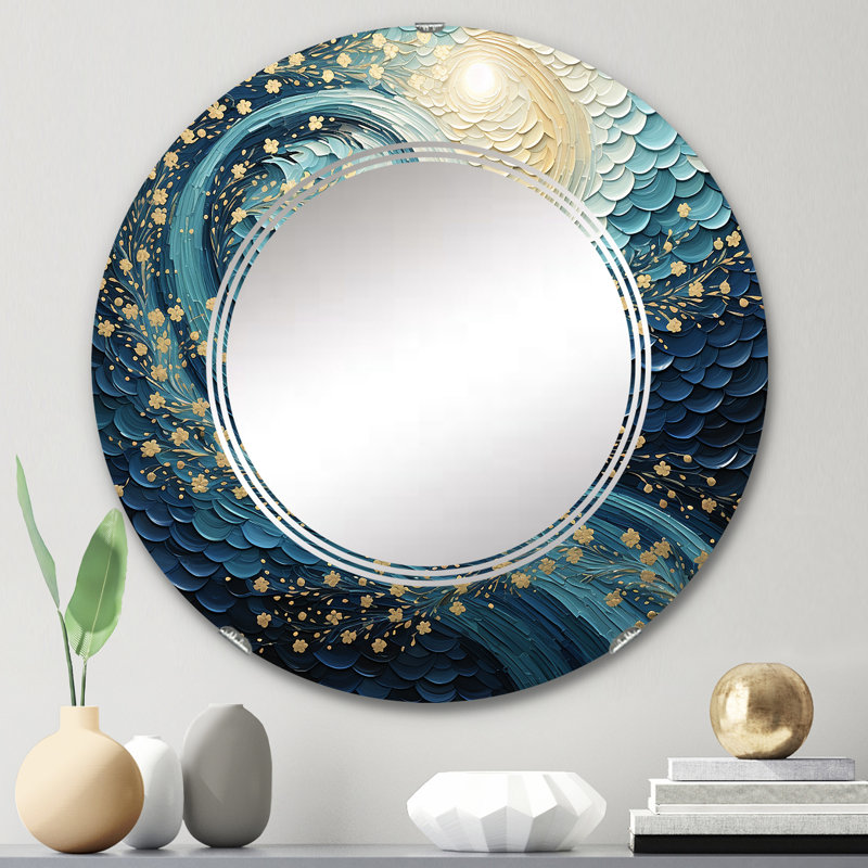 Aristophane - Miroir mural rond pointillisme, 24 po x 24 po