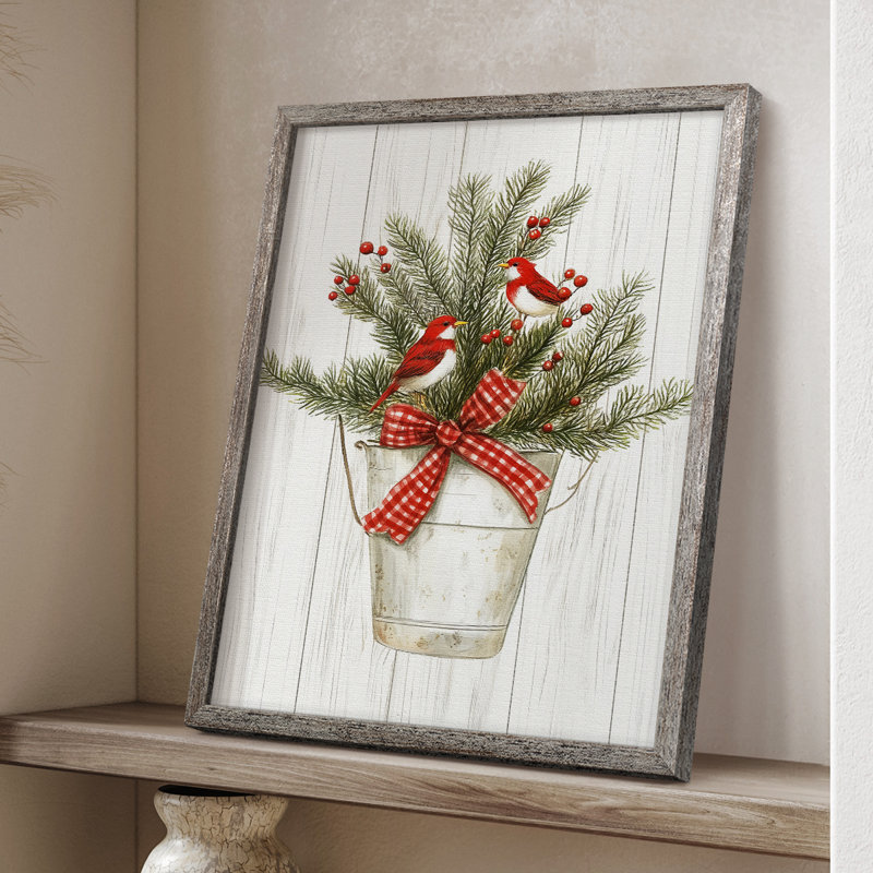 «Christmas Holiday Art», reproduction encadrée en bois massif, H 30 po x l 24 po
