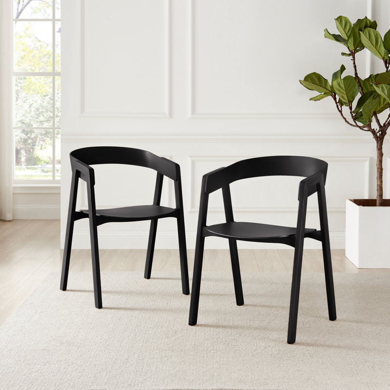 Arvey Solid Wood Dining Chairs - Mid Century Design & Responsibly Sourced, Black