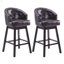 Ensemble de 2 tabourets de comptoir pivotants de 33,25 po, avec tabourets de bar à hauteur de comptoir avec structure en bois d'hévéa massif, dossier, repose-pieds, tabourets de bar sans accoudoir pour bar personnel, comptoir de cuisine, brun foncé
