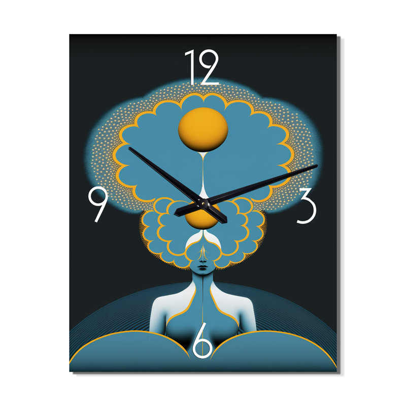 Déesse oracle efflorescence VII - Horloge murale abstraite moderne surdimensionnée, H 32 po x l 24 po x P 1 po
