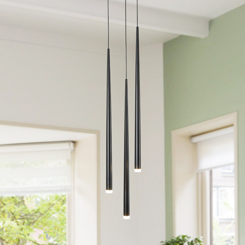 Jaciana 3-Light  Modern LED Chandelier Cylinder Black Pendant Kitchen Island Dimmable