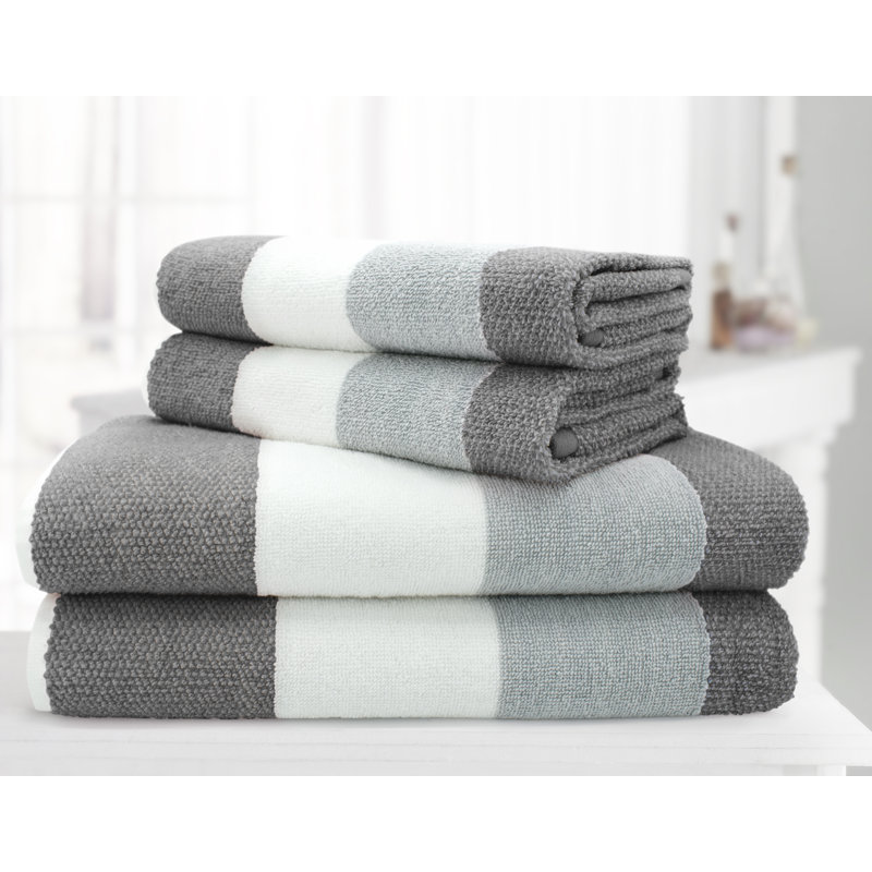 Eloy 100 Percent Cotton Stripe Bath Towel, Dark Grey