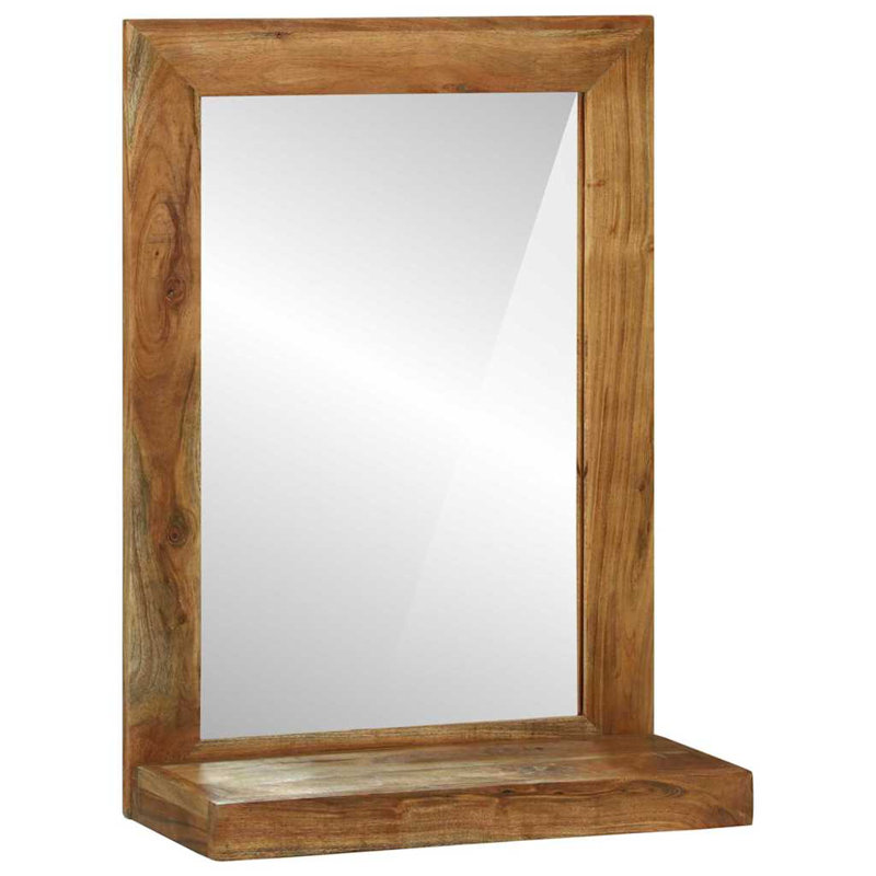 Solid Wood Rectangle Mirror, Brown Wood Acacia
