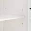 Îlot de cuisine cannelé de 52 po avec abattant K&K, prise de courant, chariot de rangement de cuisine avec tablettes réglables, 2 portes et 2 tiroirs, table d'îlot roulant avec plateau de couleur noyer pour la cuisine, blanc