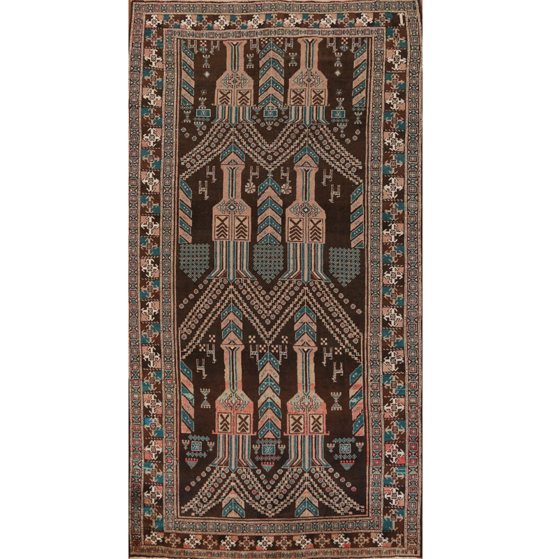 Tapis de couloir géométrique traditionnel 4x9