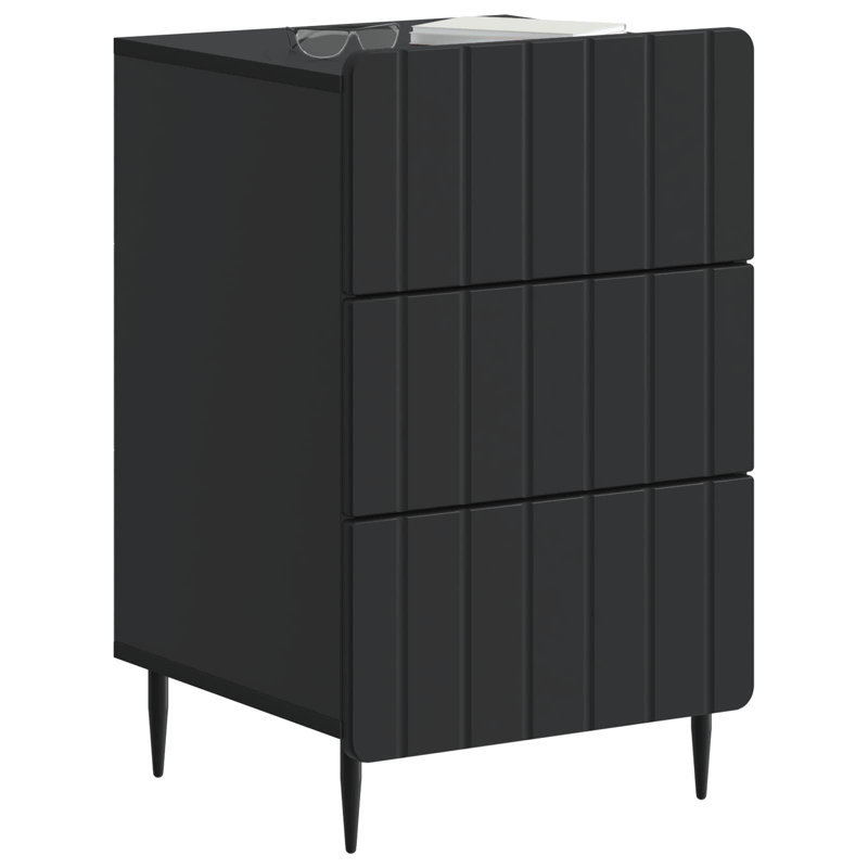 43cm W Manufactured Wood Bedside Table, Black
