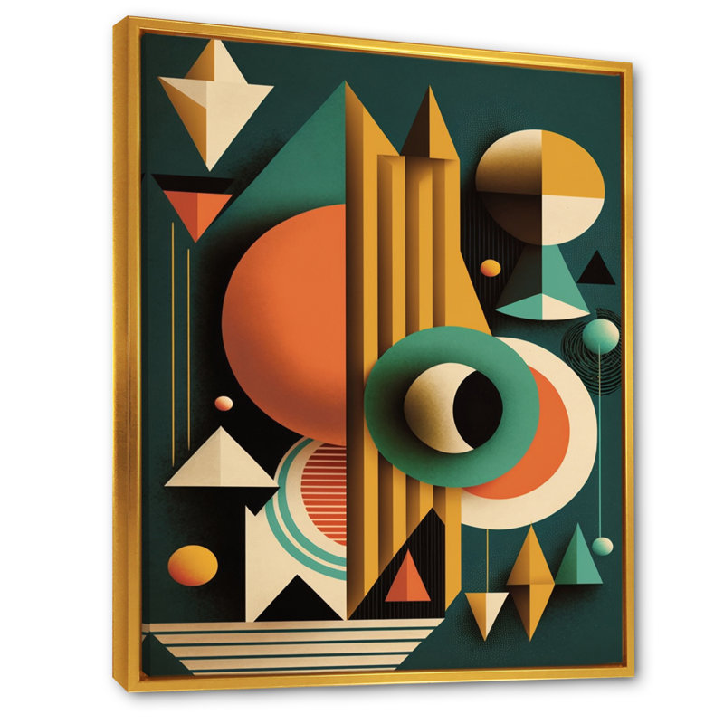 " Mid-century Retro Dimensions VI ", Gold , 24" W x 32" H