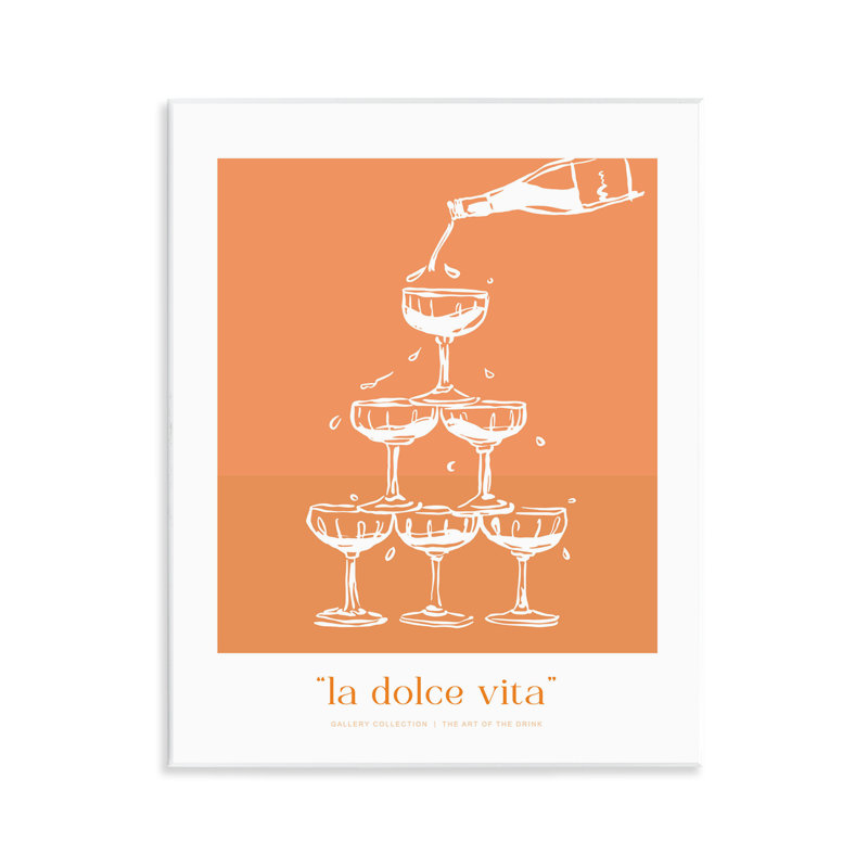 La Dolce Vita Champagne Wall Plaque, design by Lettered and Lined