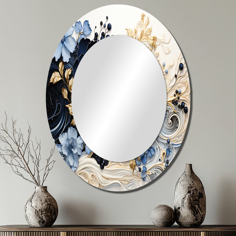 Liquide à encre liquide Spiralscape I - Miroir mural moderne ovale, 40 po x 30 po