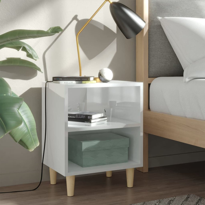 Southwell 40cm W Bedside Table, High Gloss White