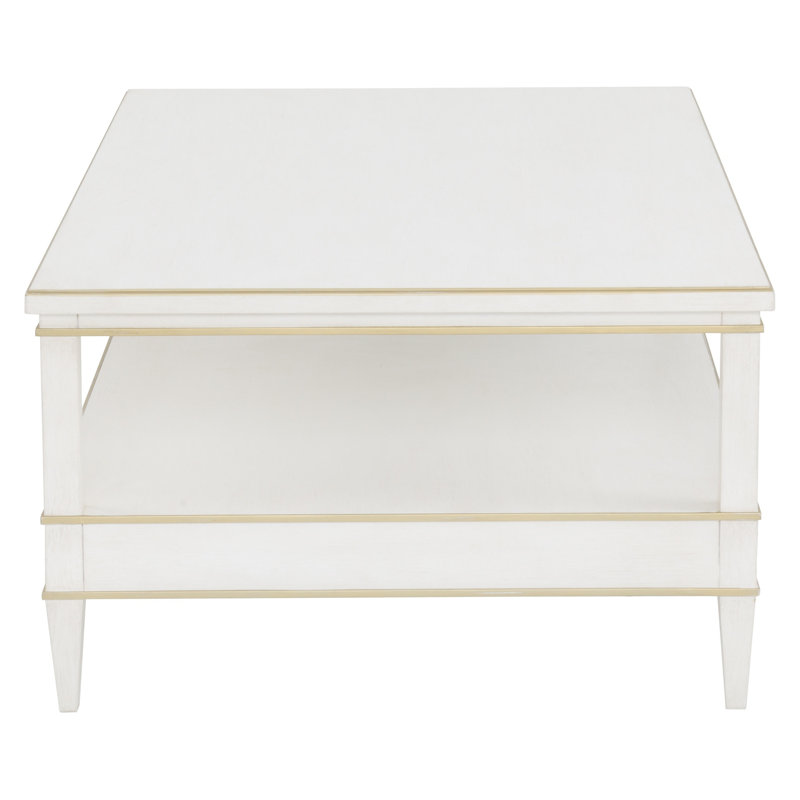 Camille Rectangular Single Coffee Table, White/Antique Gold