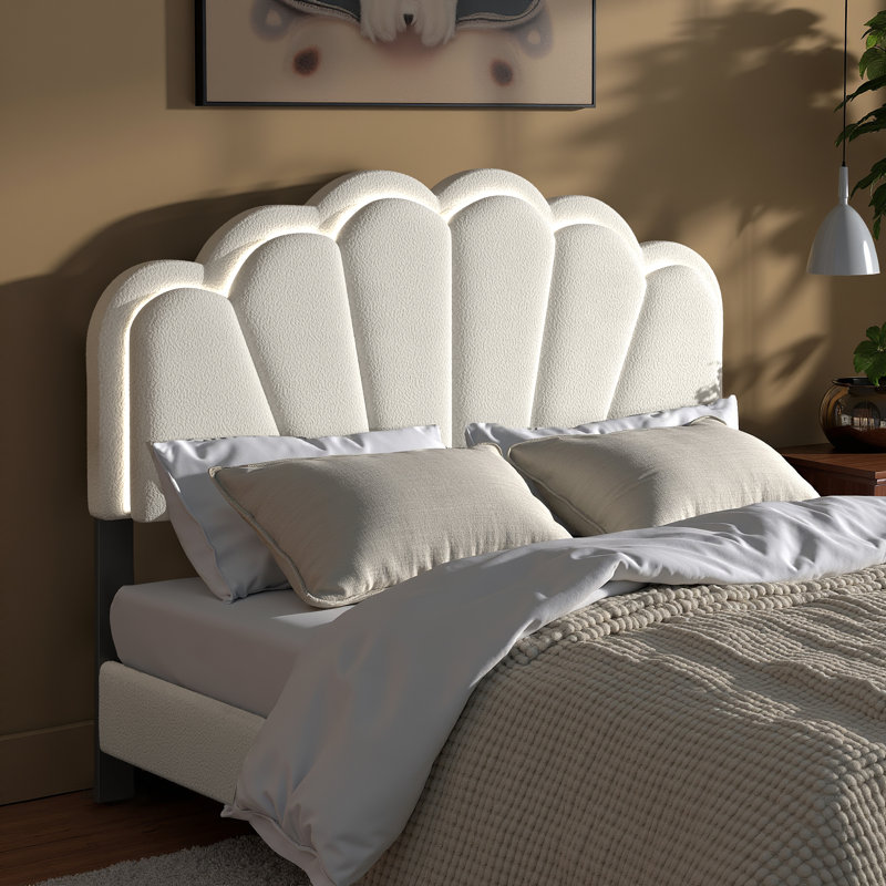 Lit plateforme grand Yulee, Crème