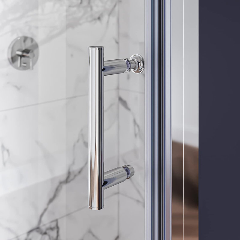 27.5'' - 29'' W x 72'' H Pivot Frameless Shower Door with Clear Tempered Glass