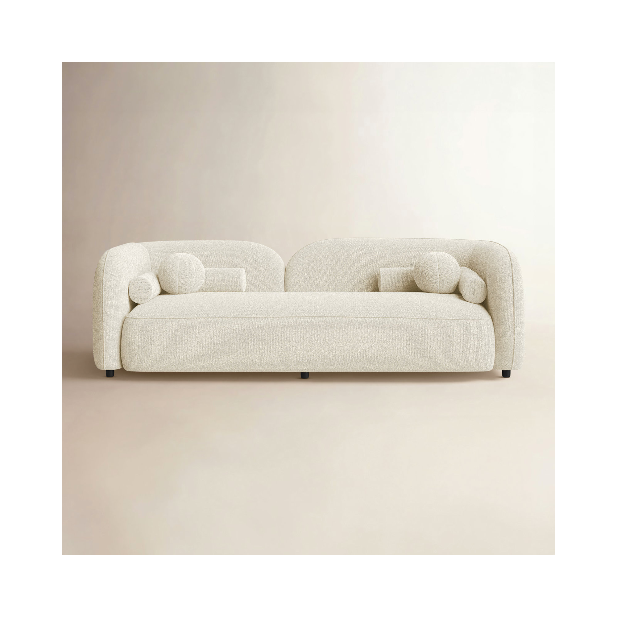 Katrien 93'' Upholstered Sofa, Ivory Boucle