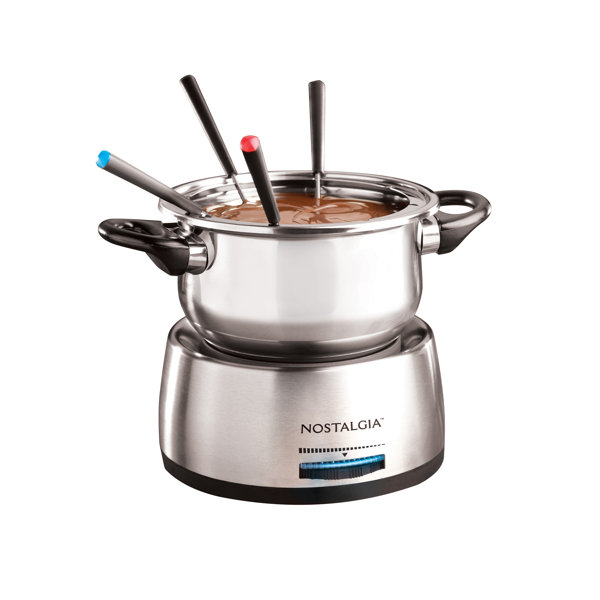  Electric Fondue Maker Deluxe Set w 4 Forks, Removable Serving  Tray & Melting/Warming Setting - Great for Dipping Snacks Marshmallows &  Bread in Chocolate - Appetizers & Desserts - Valentine's Day