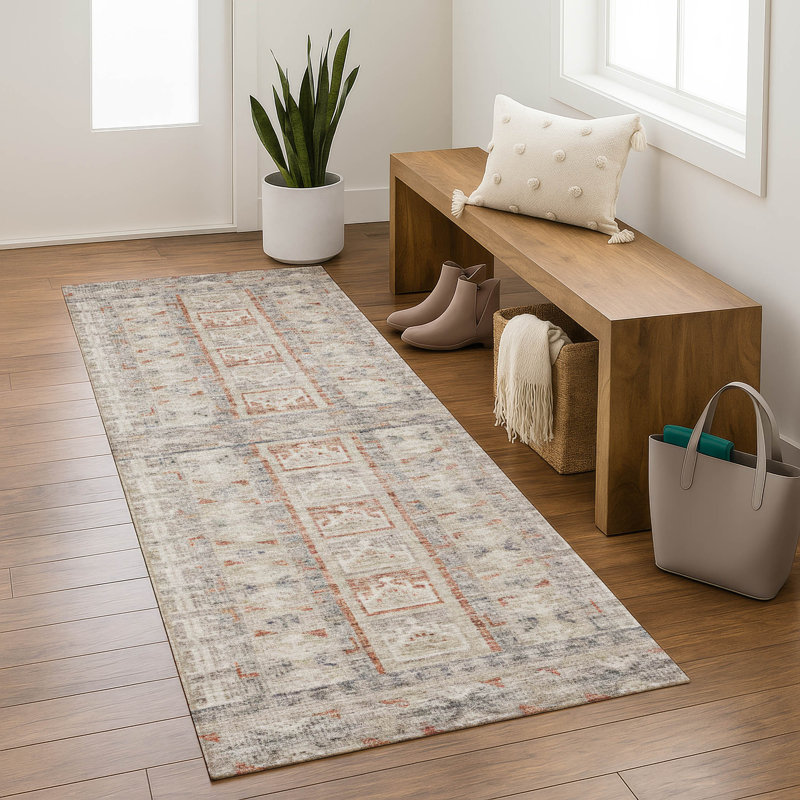 Tapis rayé de qualité supérieure Mayfield, Beige, Tapis de couloir 2 pi 3 po x 7 pi 6 po