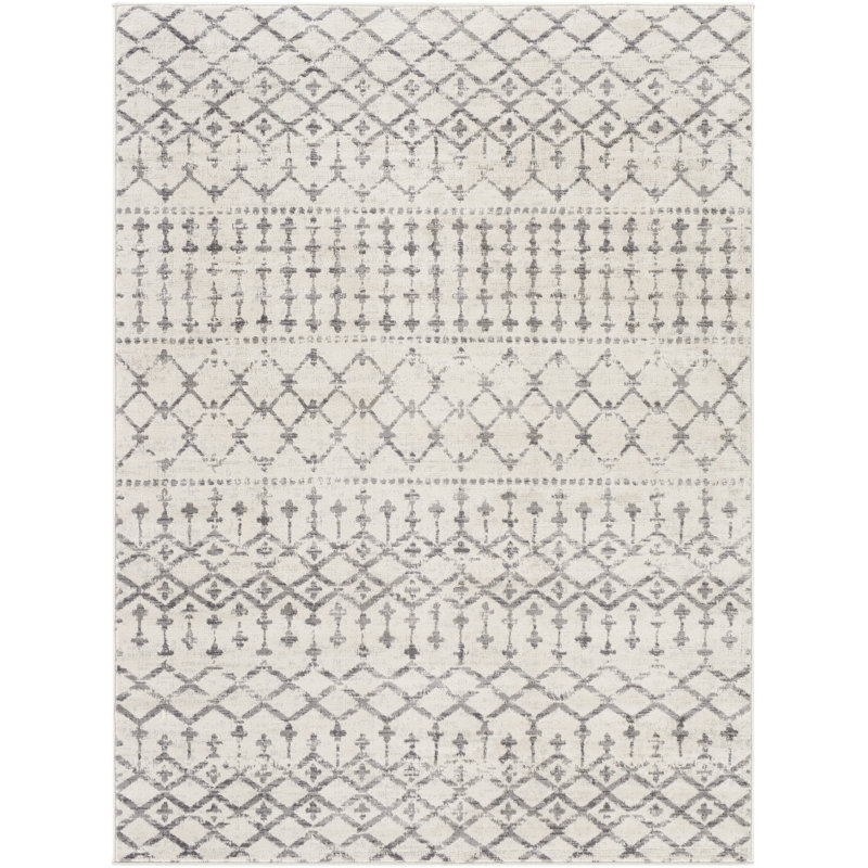 Tapis crème / gris Kamoni Southwestern, Rectangle 5 pi 3 po x 7 pi 1 po