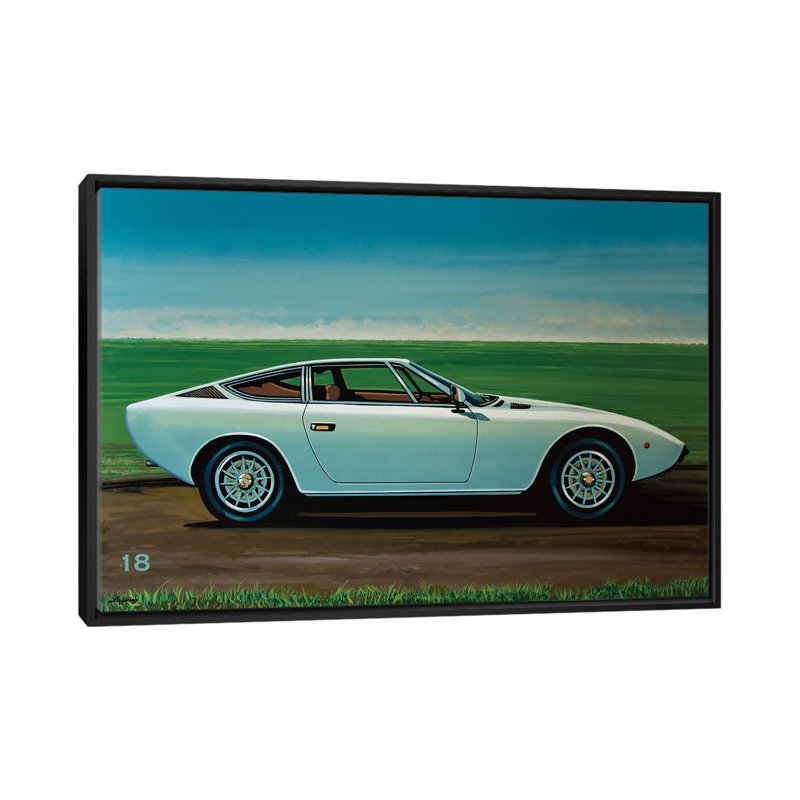 Maserati Khamsin 1974 by Paul Meijering - Painting on Canvas, Black Floater Frame, 101.6 cm H x 66.04 cm W