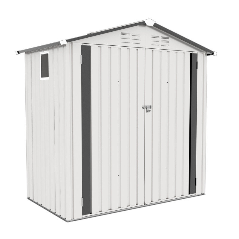 Remise de rangement extérieure en métal galvanisé imperméable 6 pi x 3,6 pi avec porte verrouillable, fenêtre et ventilation, pour le jardin, la cour arrière et le patio