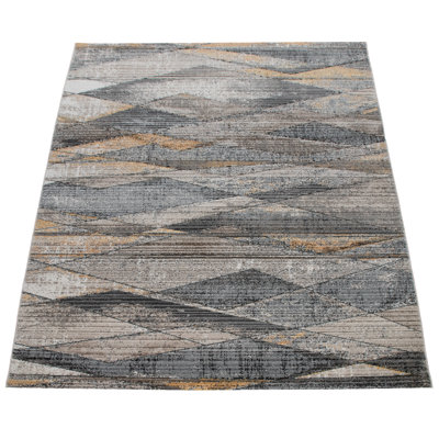 Tapis gris à motif géométrique Ortanta