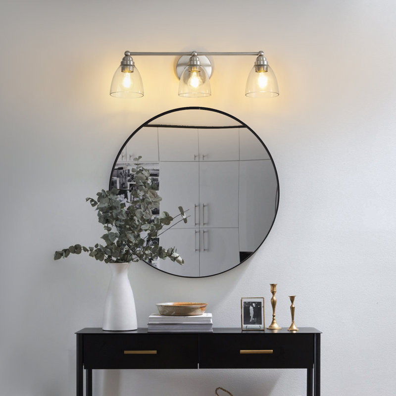 Modern Nickel Bathroom Vanity Light with Clear Shade Vanity Light Fixture without Light