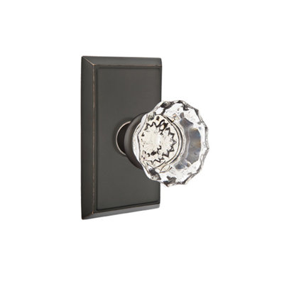 Ensemble de boutons de passage Emtek avec rosette rectangulaire et poignée en verre Astoria