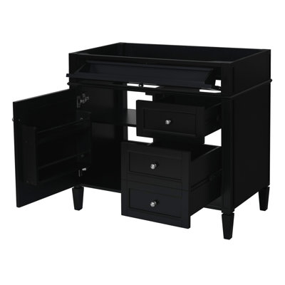Wood Frame Bathroom Storage Cabinet With 2 Drawers And A Tip-Out Drawer