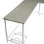 Bureau d'ordinateur en L Bambina à finition grise et blanche avec rebord biseauté et fabrication durable pour les petites pièces